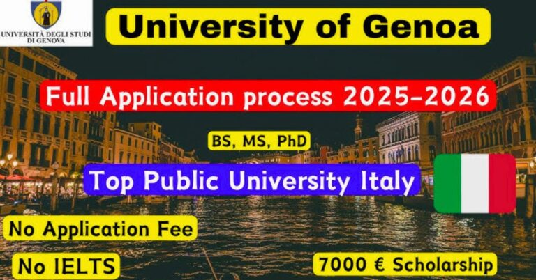 University of Genova Scholarship 2025/26 in Italy (Without IELTS)